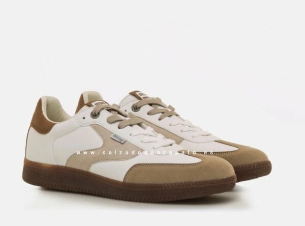 Zapatillas Mustang hombre blancas con beige 84775 - Imagen 4