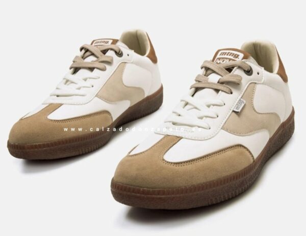 Zapatillas Mustang hombre blancas con beige 84775 - Imagen 2