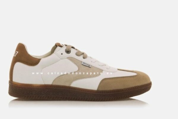 Zapatillas Mustang hombre blancas con beige 84775 - Imagen 3